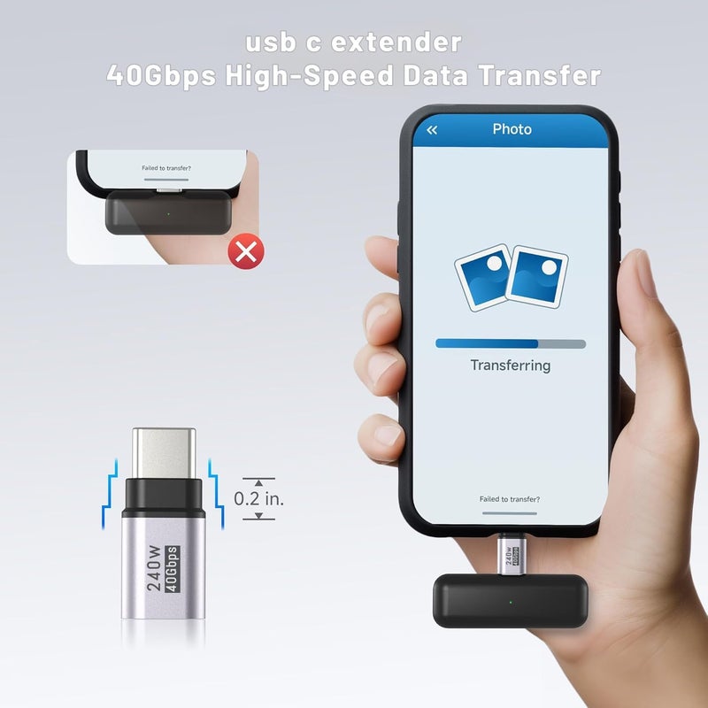 basecolors 4Pack usb c extender Supports Up to 40Gbps Data Transfer and 240W Fast Charging , Usbc to Usbc adapter,usb c extension Compatible with Thunderbolt 4/3 Supports 4K@240Hz Video for USB-C Devices - Image 2